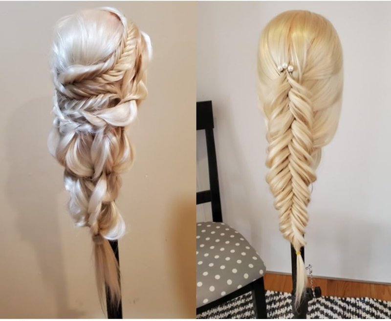 Mannequin Head Hair Styling Training - 26"-28" Cosmetology Doll with Synthetic Fiber Hair & Clamp Holder