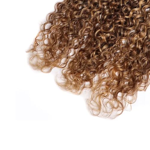 30 32 34 inch LadrXadr Ombre Brown Bundles Highlight Human Hair Bundles P4/27 Water Wave Bundle 3 Tone Blonde and Brown Color