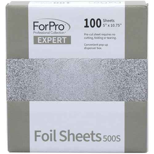 ForPro Expert Embossed Foil Sheets 500S, Aluminum Hair Foils for Color Application and Highlighting Services, Food Safe, Pop-Up Dispenser, 5¡± W x 10.75¡± L, 100-Count