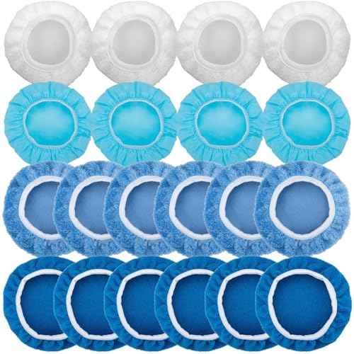 20PCS Car Orbital Buffer Polisher Pad Bonnet Set, 9-10 Inch Polishing Buffing Pads Bonnet Buffing Pad Cover, Microfiber Buffer Pads, Polisher Pads, Car Accessories for Polishing, Waxing and Cleaning