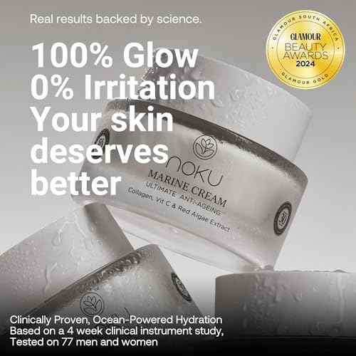 Noku Marine Cream ? EWG VERIFIED - Ultra Hydrating Anti-Aging Moisturizer with Red Algae, Vegan Collagen & Argireline Peptides, 50 ml / 1.69 fl oz | Vegan, Cruelty-Free, Award-Winning Formula