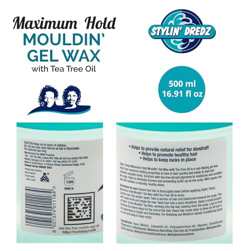 Stylin Dredz Mouldin' Gel Wax with Tea Tree Oil - Twist n Lock - Maximum hold (500 ml, Pack of 4)