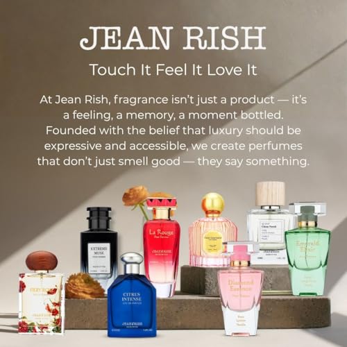 Jean Rish Emerald Elixir, Eau De Parfum for Women (3.4 Fl Oz / 100ml) with Peony, Ylang Ylang, Vanilla - Long Lasting and Luxury Fragrance, Made in USA