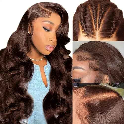 Brown Wig Human Hair 26 inch 13x6 Chocolate Brown Lace Front Wig Human Hair Pre Plucked for Women