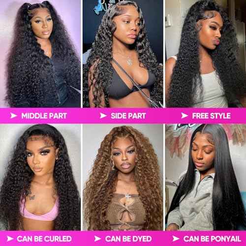 30 Inch Deep Wave Lace Front Wigs Human Hair 210 Density 13x6 HD Lace Front Wigs Pre Plucked Brazilian Curly Human Hair Wig Glueless Frontal Wigs For Black Women