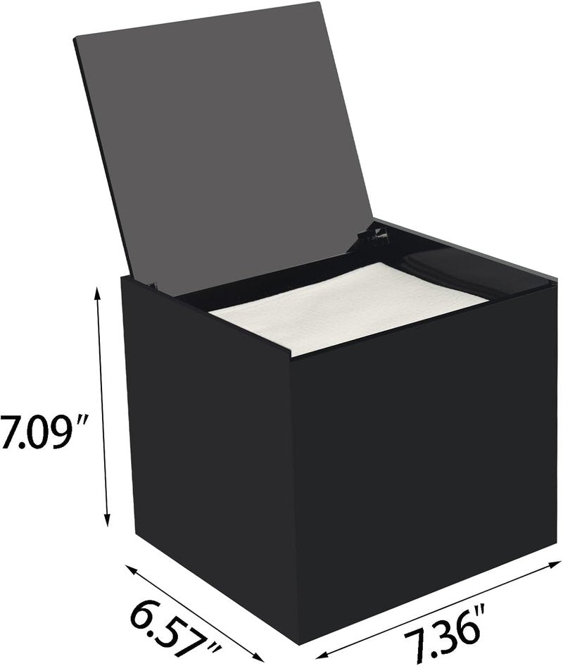 Disposable Face Towel Storage Box - Acrylic Holder for XL Facial Towels | Sleek Black Design