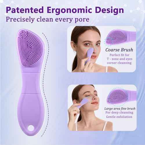 Silicone Face Scrubber Black Head Remover Tool Mask Applicator Spatula-for Deep Cleansing Blackheads Remover Makeup Residue Removal Facial Exfoliating Massaging Skin Care (Purple)