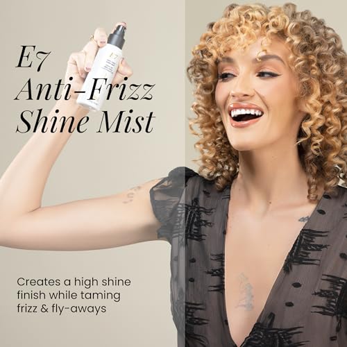 ALOXXI E7 Anti-Frizz Shine Mist, Dry Oil Hair Mist with 7 Essential Oils, Tames Frizz & Boosts Radiance, Safe for Color-Treated Hair, 3.4 Fl Oz