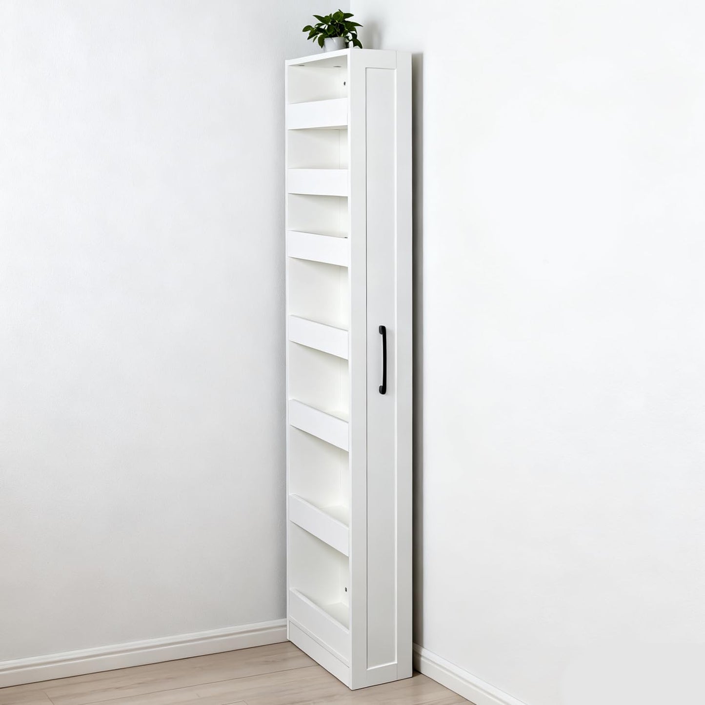 WSLUKVII 7-Shelf Tall Narrow Storage Cabinet, Slim Bathroom Cabinet with Handles, 71 Inch Tall, 8 Inch Wide for Small Space, Kitchen, Bathroom, Laundry Room, White