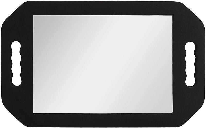 Hairdressing Foam Mirror with Double Handle - Black Handheld Lightweight Mirror for Barbers and Hair Salons - Back of Head Haircuts View Mirrors