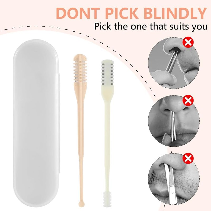 2-in-1 Nose Hair Cutter & Ear Picker - Portable Manual Nasal Trimmer with 360° Rotating Blade for Men & Women | 6-Piece Set