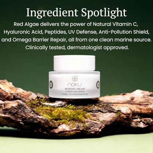Noku Marine Cream ? EWG VERIFIED - Ultra Hydrating Anti-Aging Moisturizer with Red Algae, Vegan Collagen & Argireline Peptides, 50 ml / 1.69 fl oz | Vegan, Cruelty-Free, Award-Winning Formula