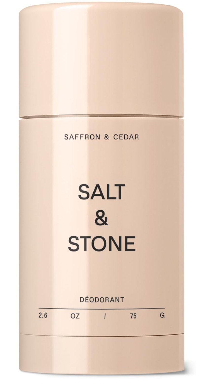 Salt & Stone Aluminum Free Deodorant | Extra Strength 48 Hour Protection for Women & Men | Made with Seaweed Extracts, Niacinamide & Prebiotics | Saffron & Cedar