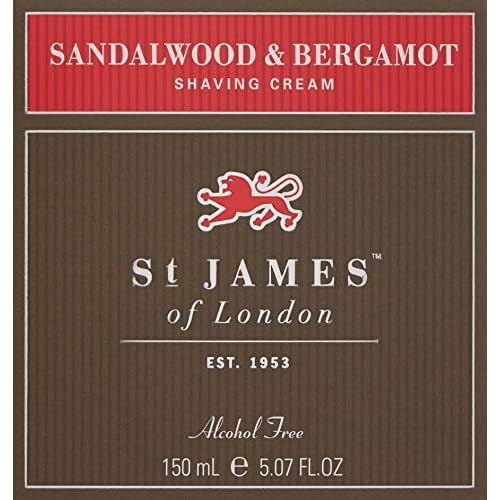 St James of London Sandalwood & Bergamot Shave Cream Jar, 5.07 oz