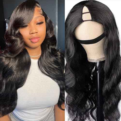 V Part Wig Human Hair Body Wave for Black Women Upgrade U Part Human Hair Wig 100% Beginner Friendly 200% Density Natural Color (16 inch)