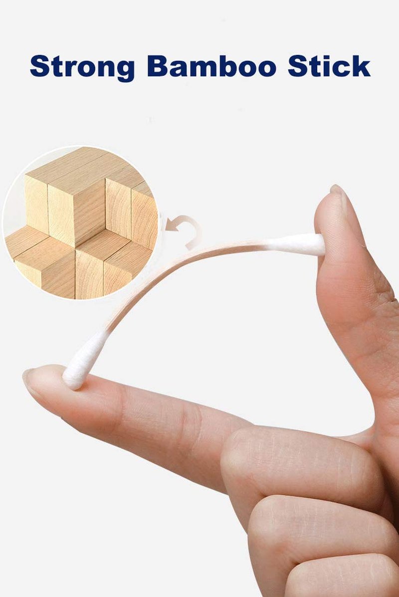 300 Count Cotton Swabs - Biodegradable Bamboo Sticks, 100% Natural Cotton | Eco-Friendly Cotton Buds