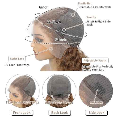 13x6 Chocolate Brown Deep Wave Lace Front Wig Human Hair Wig for Women 180% Density HD Deep Curly Lace Frontal Wigs Human Hair Pre Plucked with Baby Hair (Chocolate Brown, 24 Inch)