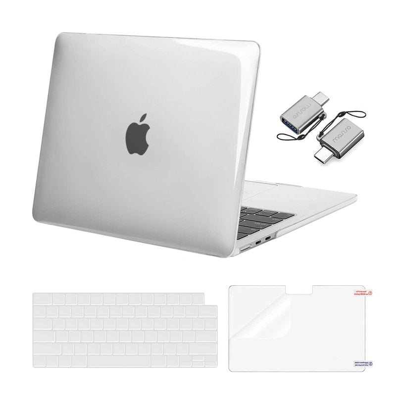 MOSISO Compatible with MacBook Air 13 inch Case M5 2026 M4 2025 M3 M2 2024-2022 A3449 A3240 A3113 A2681, Hard Shell&Keyboard Cover&Screen Film&Type C for MacBook Air 13.6 inch Case, Crystal Clear