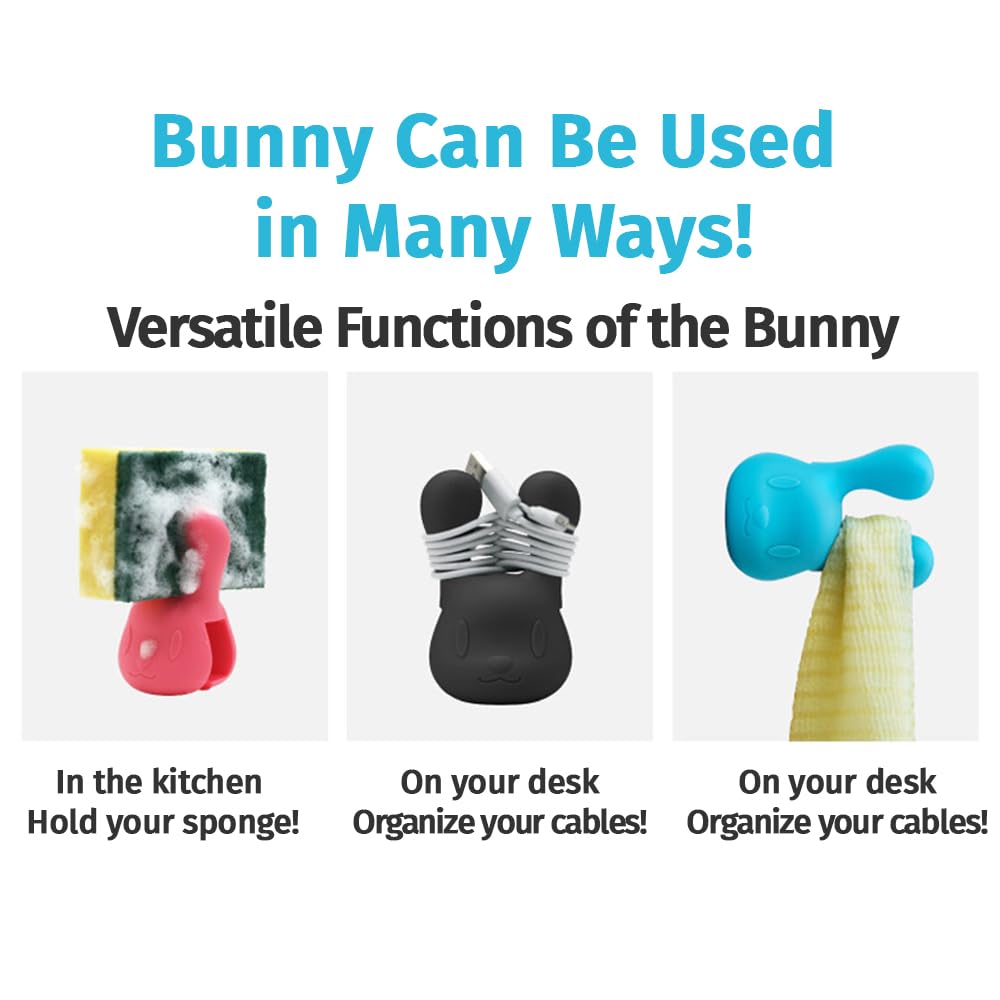 Fourfeet Bunny Shower Head Holder Clip ㅣ Durable Silicone Grip for Bathroom ㅣ Made in Korea ㅣ Secure and Non-Slip Mount for Handheld Showers ㅣ Easy to Install for All Ages - Pink