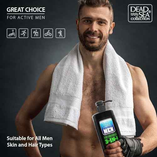 Dead Sea Collection Mens Body Wash 3 in 1 ? Peppermint Body Wash for Men ? Shower Gel ? Shampoo ? Shower Soap for Face and Hair ? Pack of 2 Bottles (33.8 Fl. Oz. Each)