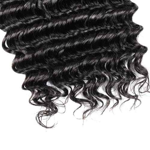 Human Braiding Hair 2 Bundle 100g Deep Wave Bulk Human Hair for Braiding No Weft 12A Brazilian Virgin Curly Human Hair Extensions for Boho Braids (Deep Wave-1B, 28/100g)