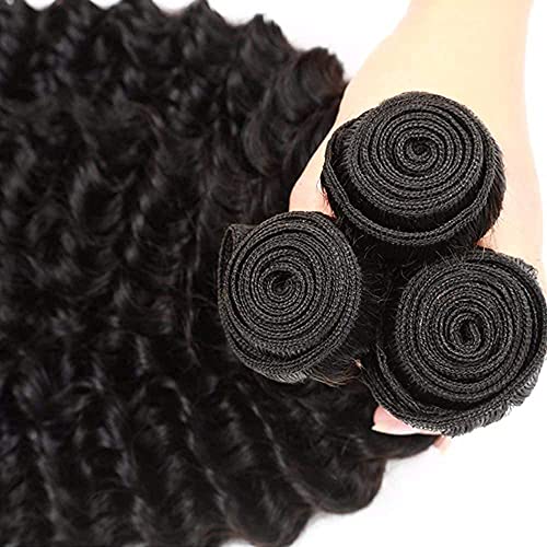 16 16 16 Inch Deep Wave Human Hair Bundles Natural Black Color Brazilain Unprocessed Virgin Hair Loose Wave Bundles Human Hair Natural Color Remy Human Hair Weave
