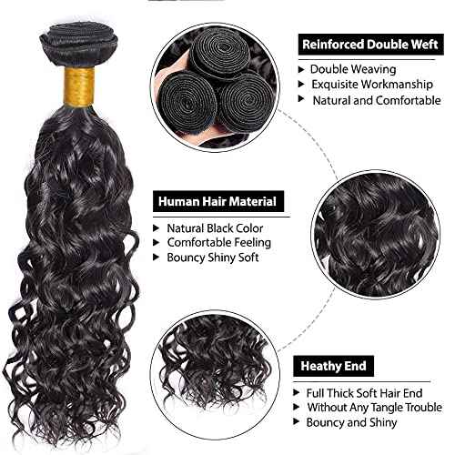 1B Water Wave Bundles Human Hair 26 28 30 Inch Natural Black Water Wave Bundle Human Hair Extensions Unprocessed Virgin Remy Hair 3 Bundle 50 Gram Per Bundle For Women