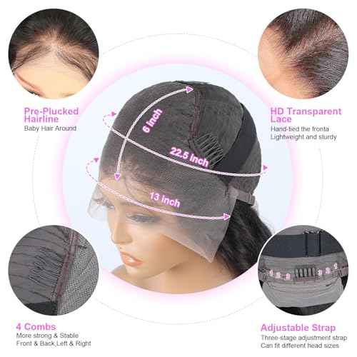200 Density 22 Inch Body Wave Lace Front Wig Human Hair 13x6 HD Lace Front Wigs Human Hair for Women Glueless Wigs Human Hair Pre Plucked Natural Hairline