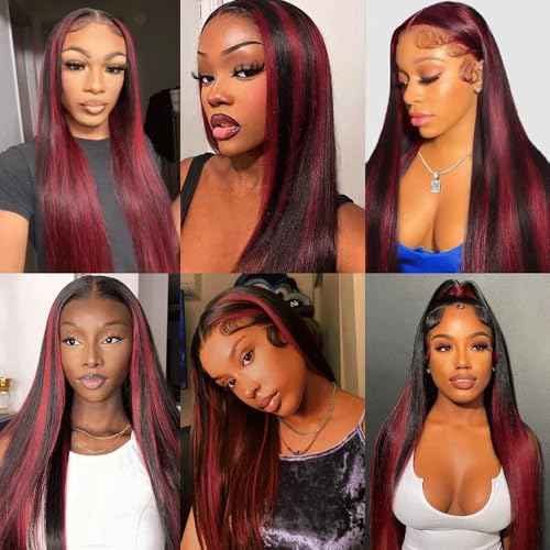 Hair 24 24 24 Inch Highlight Bundle P1B99J Straight Human Hair Bundles Fb99J Wine Red Bundles Two Tone Black And Burgundy Bundle 300G