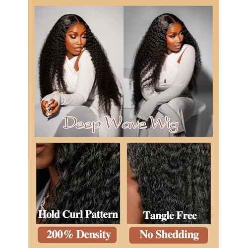 18 Inch 13x6 Lace Front Wigs Human Hair Deep Wave Hd Transparent Frontal Wigs Pre Plucked with Baby Hair Deep Curly Glueless Wet And Wavy Wig for Women