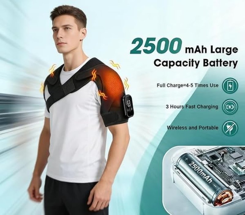 Shoulder Massager with Heat - Triple Method Deep Tissue Pain Relief | Adjustable Size
