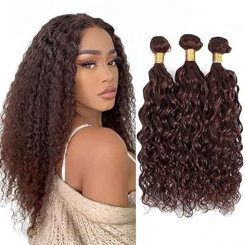 Brown Kinky Curly Bundles Human Hair Chocolate Brown Bundle Niegmeag Brazilian Virgin Remy Hair 3 Bundles 16 18 20 Inch Double Weft Soft and Silky Color 4 Kinky Curly Bundle Hair Weave