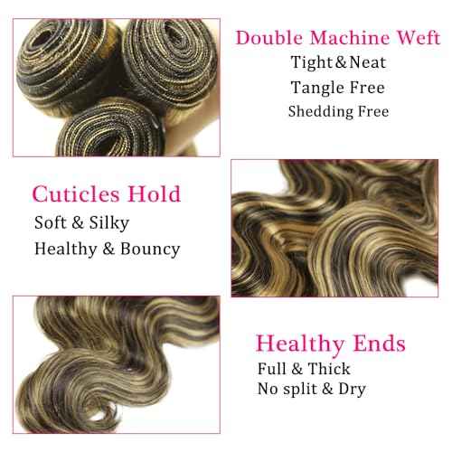 28 30 32 inch Vinmdonm P1B27 Highlight Human Hair Bundles Honey Blonde Body Wave 3 Bundles 300g Ombre Black and Blonde Bundle Human Hair Extensions