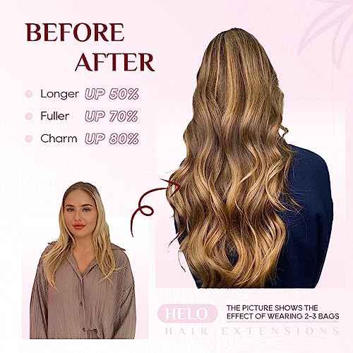 Halo Hair Extensions Real Human Hair - Light Blonde Golden Blond, Halo Extensions Human Hair 20inch 100g