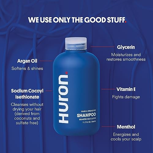 Huron Men's Shampoo - Mens Daily Shampoo for Full & Strong Hair- Nourishment for Men's Hair with Argan Oil & Vitamins E and B5-11.7oz (2 Pack)