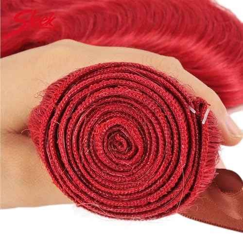 Red Bundles Human Hair Body Wave Bundles 24 26 28 Inch 3 Bundle Unprocessed Brazilian Virgin Hair Red Body Wave Human Hair Extensions 50 Gram Per Bundle
