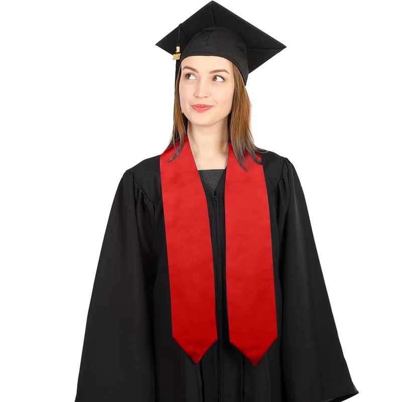 QEYMN Graduation Stole, Plain Graduation Sash, Red Graduation Stole Class of 2026 2025 2024 for Unisex Adults,Graduation Stoles Sash for Academic and Choral 70"