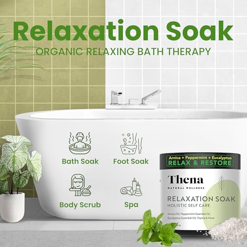 Organic Relaxation Bath Therapy Relaxing Eucalyptus Peppermint Arnica Oil, for Stress Relief Muscle Recovery Detox, Best Self Care Relaxing Gifts for Women Men