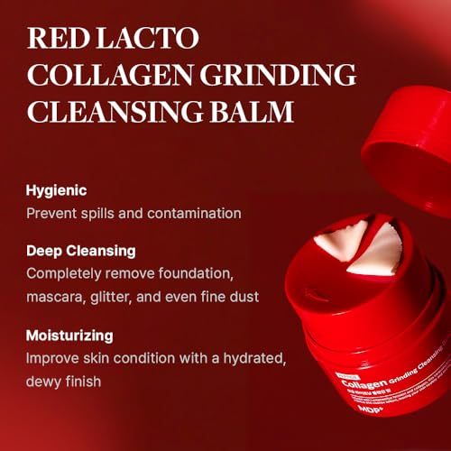 MDP+ RED LACTO COLLAGEN GRINDING CLEANSING BALM, Pore Cleansing, Hydrating, 1.69 oz/50ml, Pore Tightening, Travel Cleanser