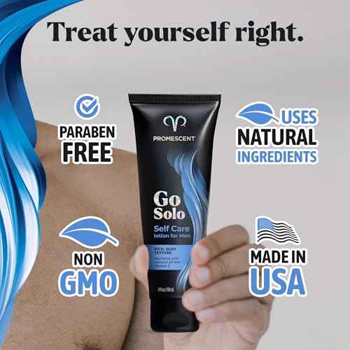 Promescent Go Solo Lotion for Men, Natural Unscented Moisturizing Ingredients with Coconut Oil and Sweet Almond Oil, Creamy Natural Texture, Fast-Absorbing, Made in The USA, 4 fl oz