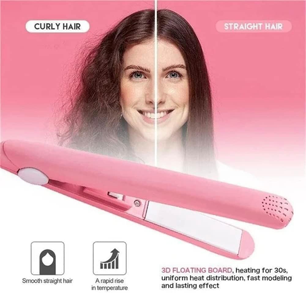 YSSZAM 2024 New Purple Mini Curler and Straightener - 2-in-1 Ceramic Curling Iron for Short, Fine Hair, 1/2 Inch Barrel