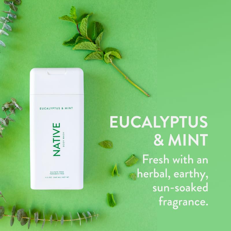 Native Body Wash - Naturally Derived Ingredients for Soft, Hydrated Skin | Eucalyptus & Mint, 18 oz