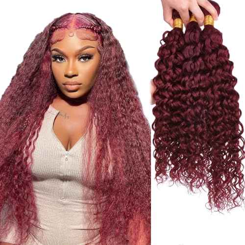 99J Human Hair Bundles Wine Red Water Wave 3 Bundles 30 32 34 Inch Brazilian Unprocessed Virgin Burgundy Bundle 99J Water Wave Bundle