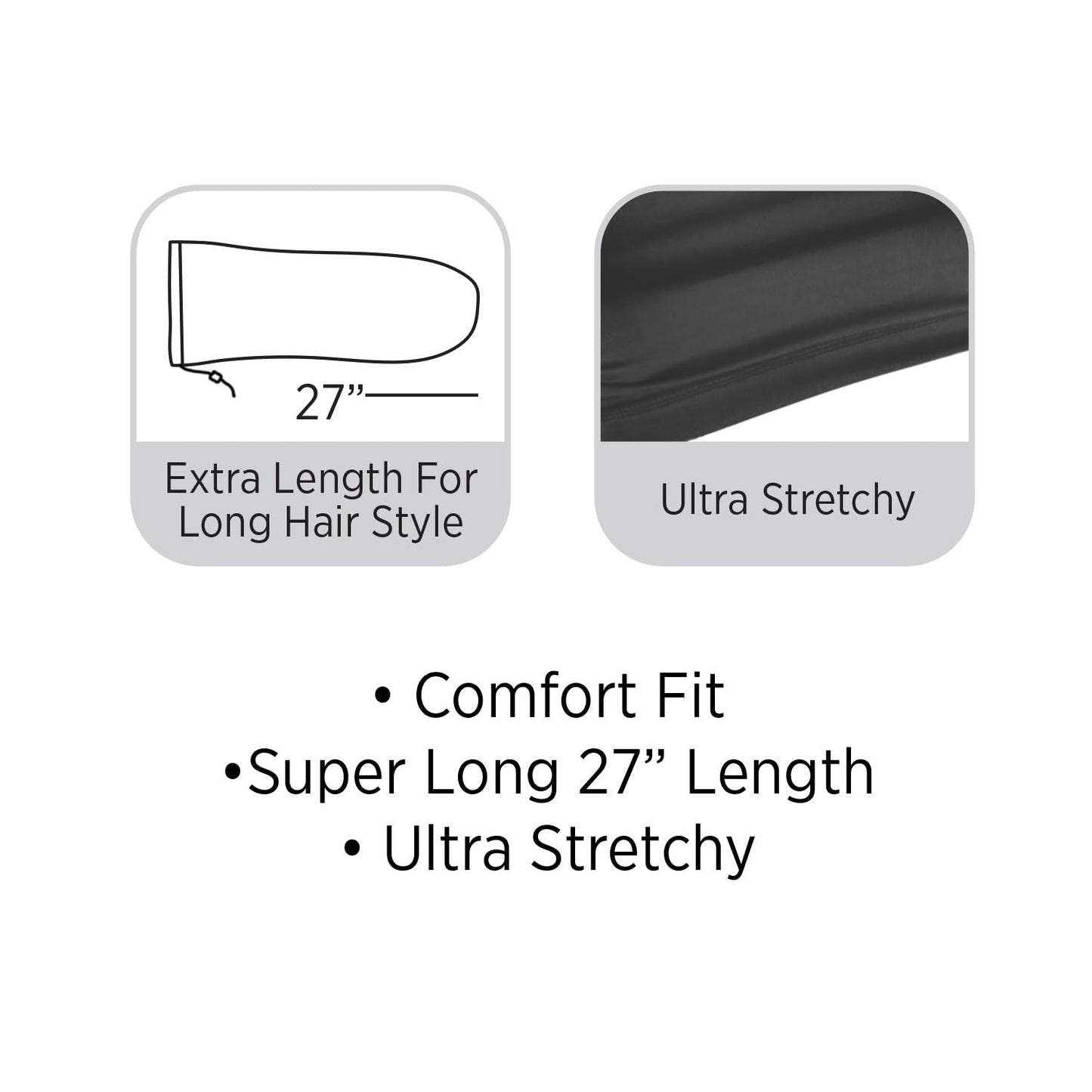 Titan Satin Lined 27" Dreadlock Cap | Long Hair Protection Skull Cap for Men | Comfortable Beanie for Locs