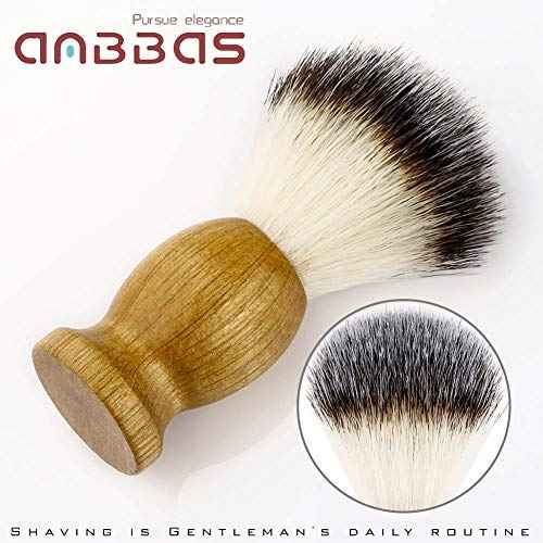 Anbbas Faux Badger Shaving Brush,Stainless Steel Shaving Razor and Brush Stand, Shaving Bowl and 100g Natural Soap Puck Refill,4in1 Wet Shave Kit for Men