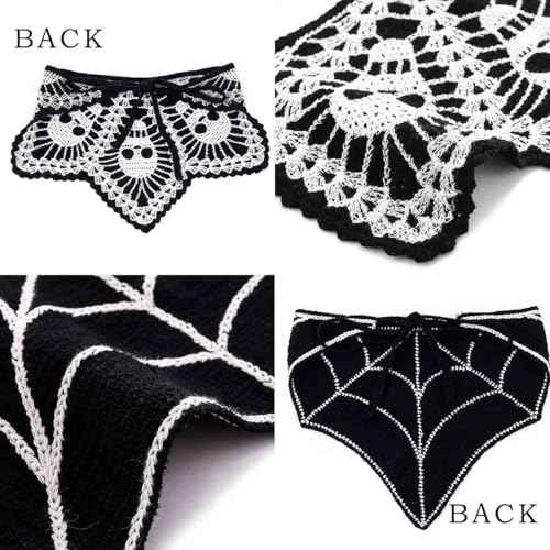 Acenail Black Skull Headbands Crochet Bandanas Headband Web Gothic Head Scarf Halloween Hair Accessories for Women 2Pcs