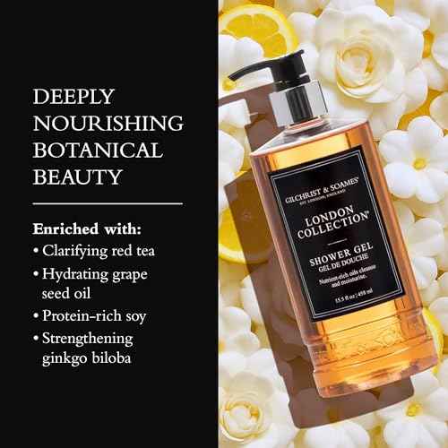 Gilchrist & Soames London Shower Gel & Body Wash ? Hydrating Cleanser with Red Tea, Soy, & Grape Seed Oil ? Sulfate, Paraben, & Cruelty Free Cleanse with Crisp, Clean Scent, 15.5 oz.