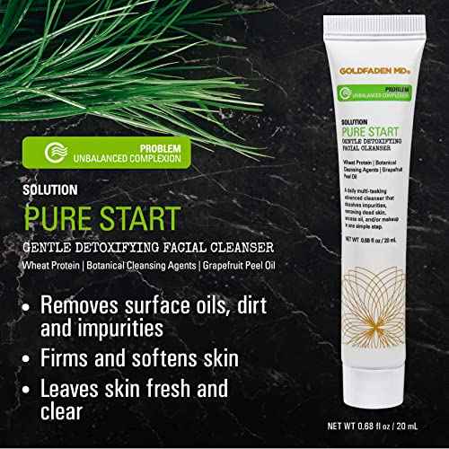 GOLDFADEN MD Pure Start Gentle Detoxifying Natural Facial Cleanser Grapefruit Peel Oil, Organic Red Tea Extract, Seaweed Extract, Rose Hip Seed Oil TRIAL .67 Fl Oz