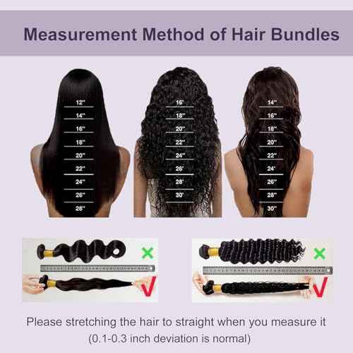 Deep Wave Human Hair Bundles, 13A Curly Bundles Human Hair, 22 24 26 Inch Wet and Wavy 100% Brazilian Virgin Quick Weave Deep Wave Bundle for Women, 300G (3 Bundles Natural Black)