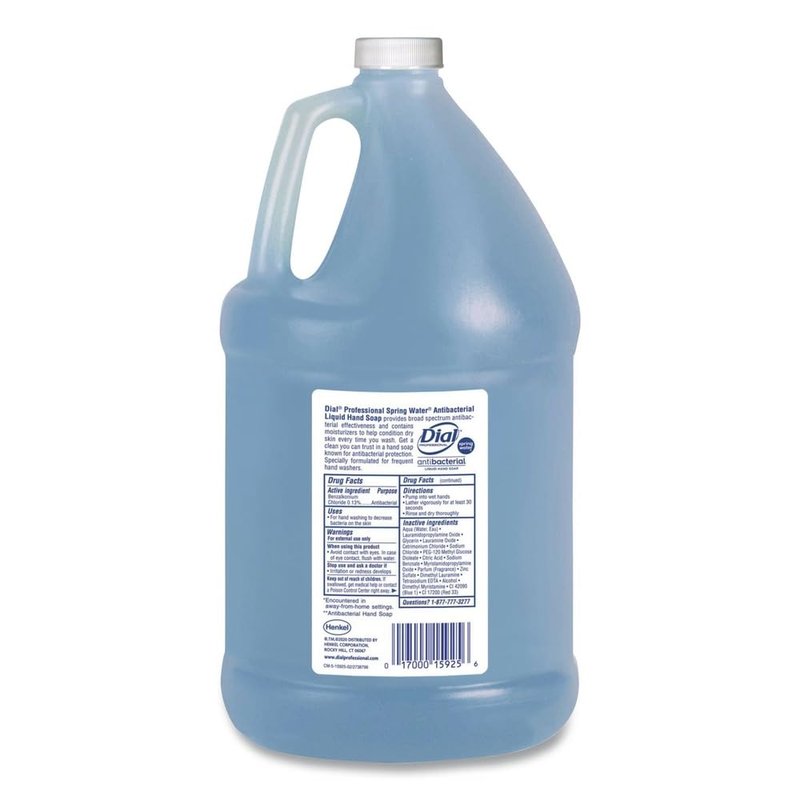 Dial 15926EA Antibacterial Liquid Hand Soap, Spring Water Scent, 1 gal Bottle